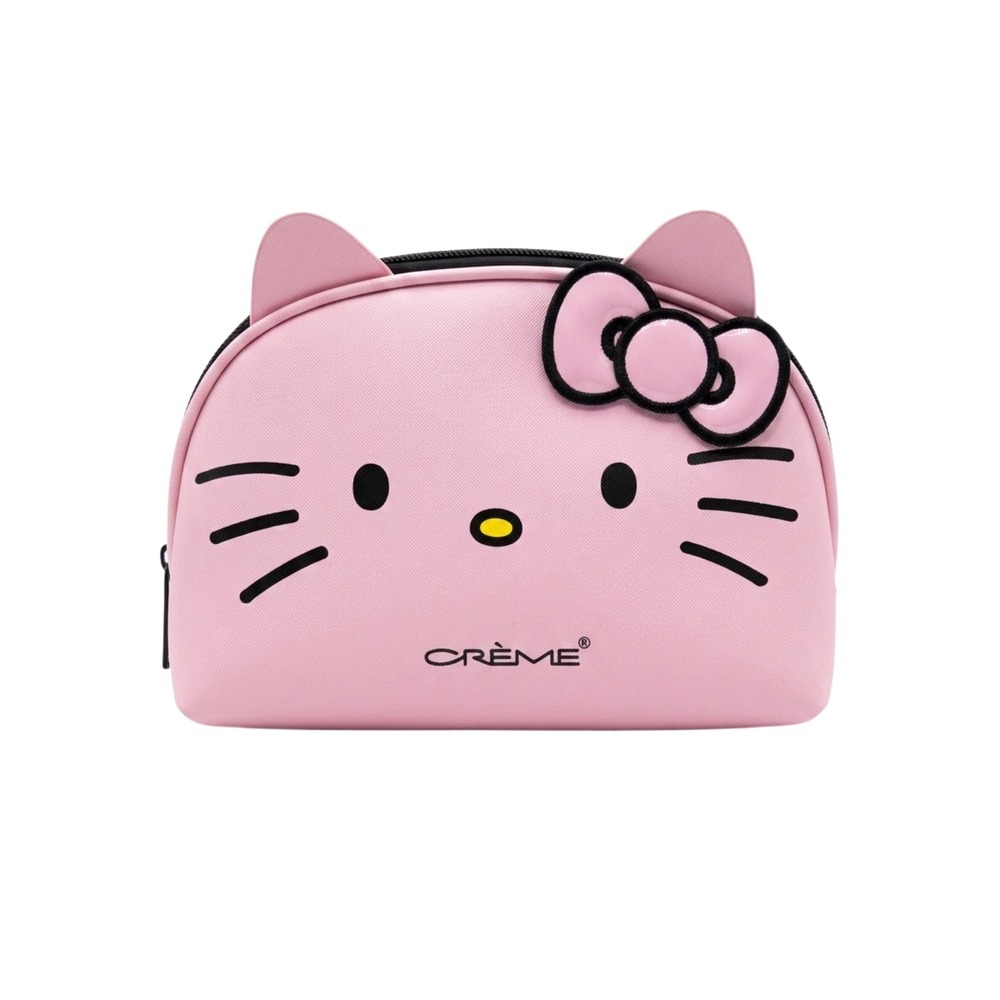 The Creme Shop Hello Kitty Pink Makeup Bag Cosmetic Pouch Sanrio Vegan Leather - Picture 1 of 9